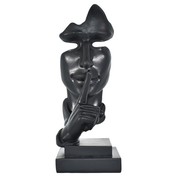 Adam & Friends Home Decor Silence Is Golden Sculpture | 1-Piece | Black - Picture 1 of 4
